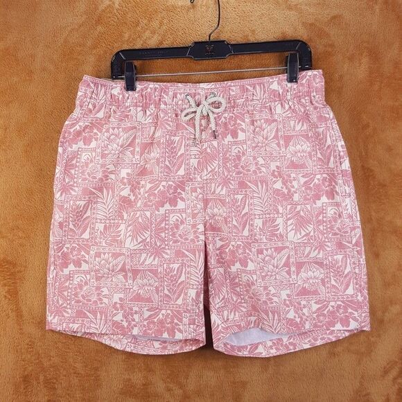 FAHERTY Swimwear Mens XXL Pink Pull On Swim Trunks Tropical Floral BEACON 7" - Picture 1 of 10